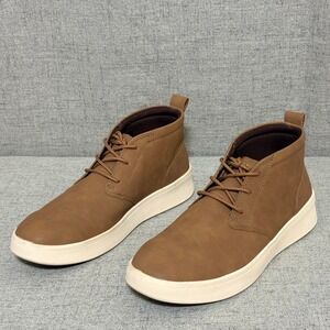IZOD Mens Palmer Brown Memory Foam Chukka Sneaker Boots 9M Faux Leather